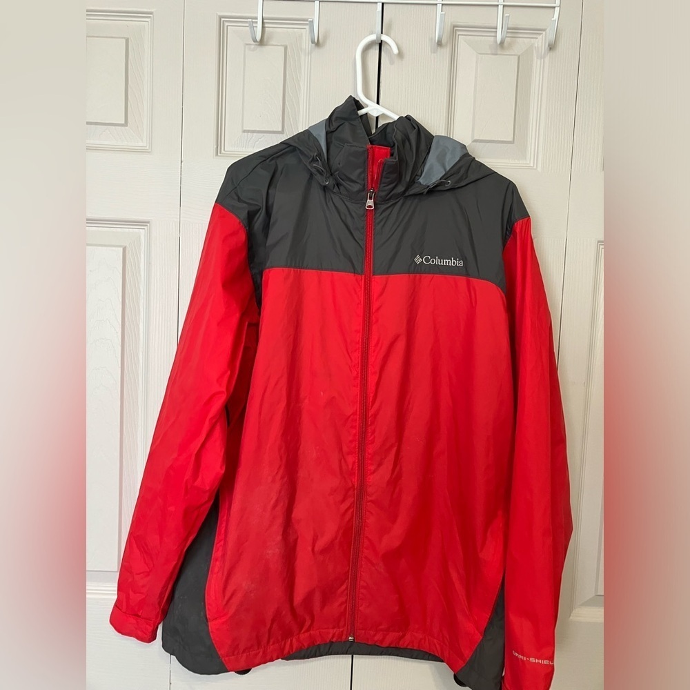 Columbia Men’s Windbreaker Sz L Red Waterproof Nylon‎ Casual Fall Lightweight